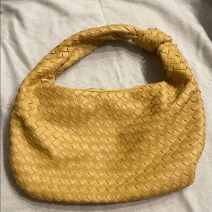 Elegant Yellow Woven Women's Bag